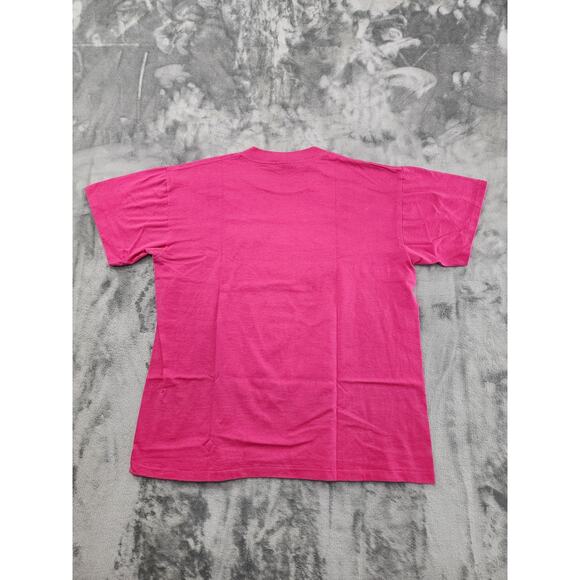 Vintage 90s ONEITA Glitter Feather Dream Catcher Graphic Tee Size L Pink Tribal - Picture 2 of 7